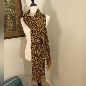 Cejon, Animal Print w/ infused Metallic Gold & Fringe accent Winter scarf